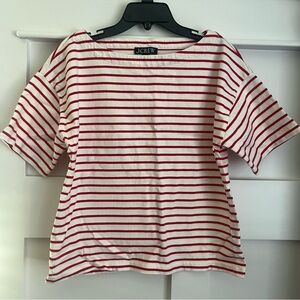 J. crew (S) Red Stripe Boatneck Tee